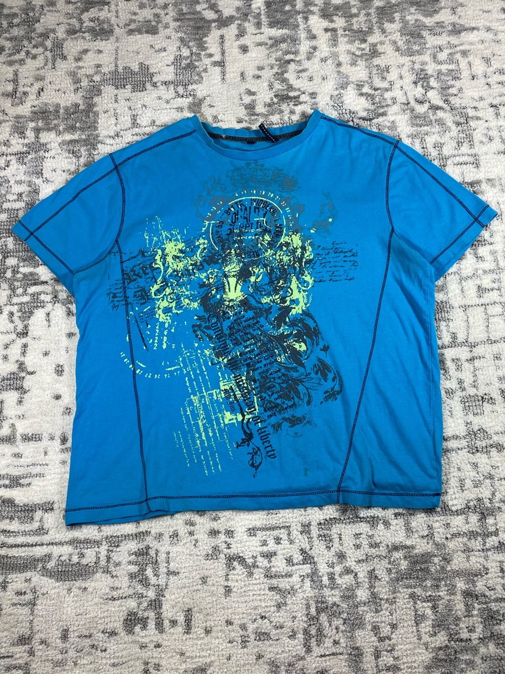 Blue 00s Y2k Graphic Tee Shirt